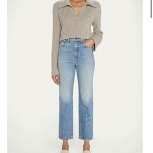 KHAITE Abigail Splatter Paint Straight Leg Jeans Size 28